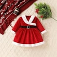 thumbnail image 2 of Odeerbi Niñas Vestido de Terciopelo Navidad Primavera Otoño Algodón Manga Larga Color Sólido Cálido Vestido A-Line, 2 of 8