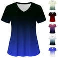 thumbnail image 2 of Summer Savings!Women's Scrub Uniform Sets,Medical Scrub Plus Size Short Sleeve V-Neck Tops Pocket Blouse Uniform Clinic Gradual Printed with Pocket Loose Flowing Hem Novelty Scrubs, 2 of 3