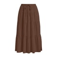 thumbnail image 5 of Bovxnpu Women's Boho Midi Skirt A-Line Flowy Skirts Summer Casual High Waisted Drawstring Ruffle Midi Skirts, 5 of 6