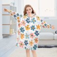 thumbnail image 5 of FORMRS Wearable Blanket Hoodie with Sleeves for Kids Cozy Flannel Sweatshirt, Colorful Flowers, 5 of 7