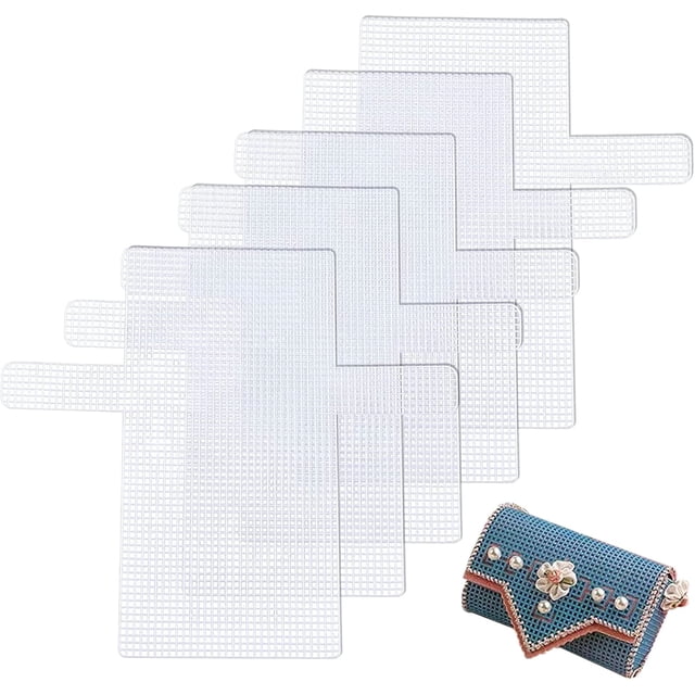 5 láminas de malla plástica para bolsas de tela, fundas de red con forma de bolsa de plástico para manualidades, accesorios para bolsos, hilo acrílico, proyectos de punto y ganchillo.