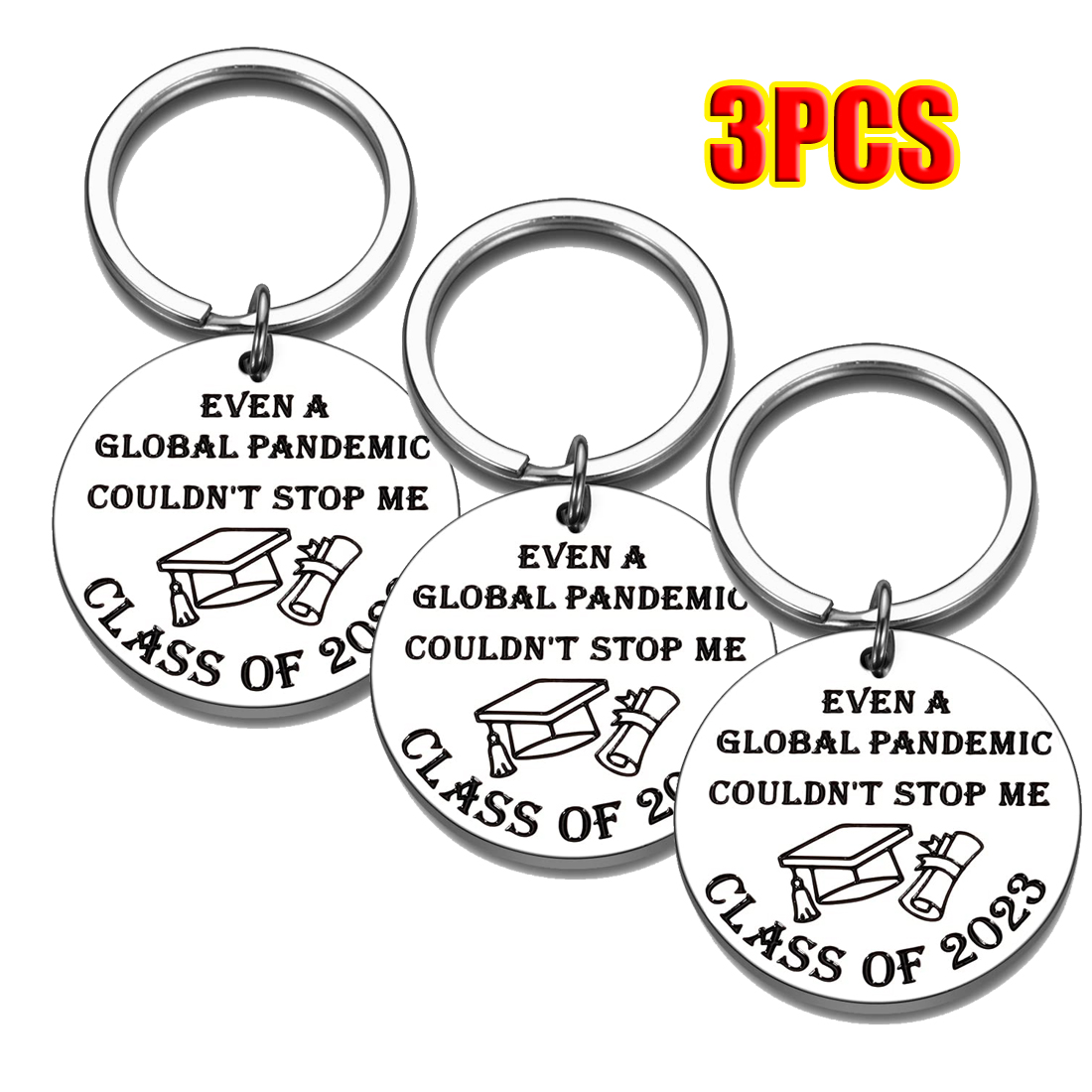 3 Pcs Class of 2023 Graduation Keychains Gifts Inspire Quote for