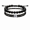 thumbnail image 6 of Top-keivon Father and Son Men's Cross Obsidian Bead Bracelet Set, Handmade Adjustable Rope Bracelets for Baptism, Birthday Christian Religious Gifts Jewelry for Him(7"-9"), 6 of 30