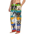 thumbnail image 2 of Flannel Pajama Pants Lounge Bottoms Soft Casual with Pockets, Colorful Dog Dogs Pattern, 2 of 6