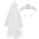 thumbnail image 4 of 1 juego de tiara de boda con corona de diamantes de imitación, diadema brillante, tiara de novia con diamantes de imitación y velo, 4 of 6