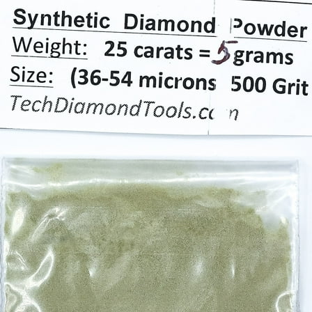TechDiamondTools Diamond Powder 500 Grit 36-54 Microns -25ct = 5 Grams