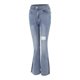 thumbnail image 4 of Tall Woman Clothes rasgados elásticos de cintura alta de casual para mujer (Blue, L), 4 of 5