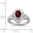 thumbnail image 3 of Sterling Silver Rhodium Plated Garnet Teardrop Ring (Size 6) Made In Thailand qr4515ga-6, 3 of 5