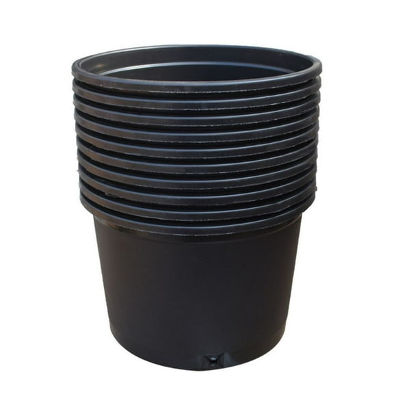 Nursery Pot, 10 Pack Short 2 Gallon Nursery Container Injection Molded Pot Fit For Plants Soil Growers or Hydroponics, Black
