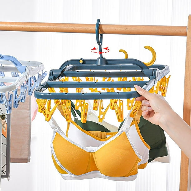 Estantes de Secado de Ropa Giratorios Perchas Portatiles para Ropa Interior Tendedero con 32 Clips para Secar Toallas Colgantes Sujetadores Guante Amarillo Gloria Percha Walmart en linea