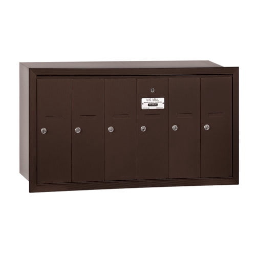 Vertical Mailbox - 6 Doors - Sandstone - Recessed Mounted - USPS Access