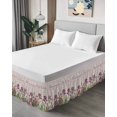 thumbnail image 3 of Summer Flower Iris Ruffle Bed Skirt King Size Purple Beige Plaid Country Watercolor Adjustable Elastic Dust Bed Skirts Wrap Around Bedskirt Wrinkle Free Easy Fit with 16 Inch Drop, 3 of 8