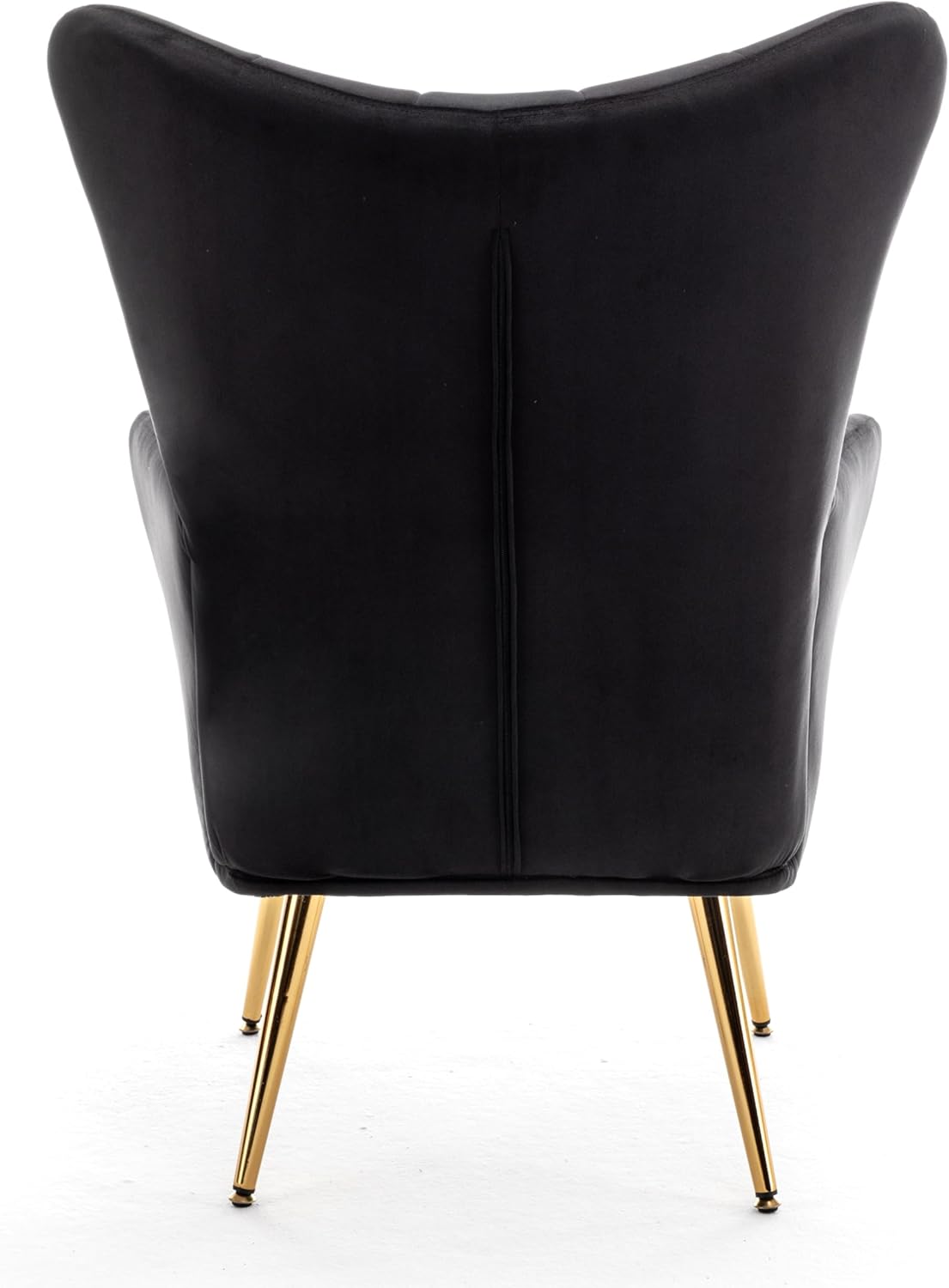 US Pride Furniture Modern Chic Mid-Century Velvet Accent Armchair for Button-Tufted Wingback Design with Gold Flared Legs Black