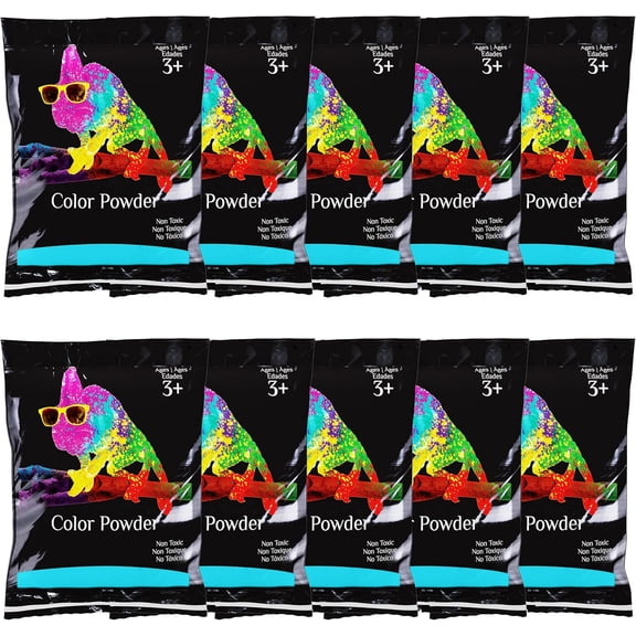 Chameleon Colors Blue Gender Reveal Powder - Individual Bags of Blue Color Powder for Photography, Baby Boy Gender Reveal, Birthday Party, Color Run, Holi Festival, and More - 10 Pack of 70g Bags