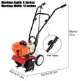 thumbnail image 4 of Thehsnt Petrol Cultivator 2 Stroke 9000RPM 1.2L Fuel Tank 6-inch Working Depth 7.9-inch Tilling Width Digging 3HP/1.65kW 52cc Garden Mini Tiller Garden Accessory, 4 of 11