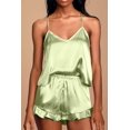 thumbnail image 5 of SMZ Women's Sexy Silk Satin Ruffled Pajamas Sets Cami Shorts Sets Sleepwear, 5 of 7