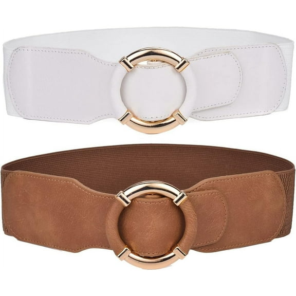 Women Elastic Belt Dress Stretchy Wide Waist Vintage Thick Cinch PU Leather