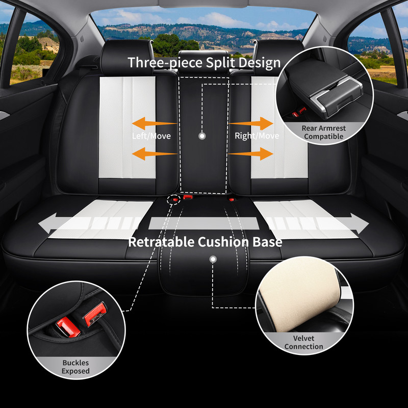 Car Seat Covers Full Set For Hyundai Elantra 2002-2024 2025, Breathable Waterproof Nappa Leather Auto Seat Protectors with Lumbar Support, Luxury Automotive Interior Accessories