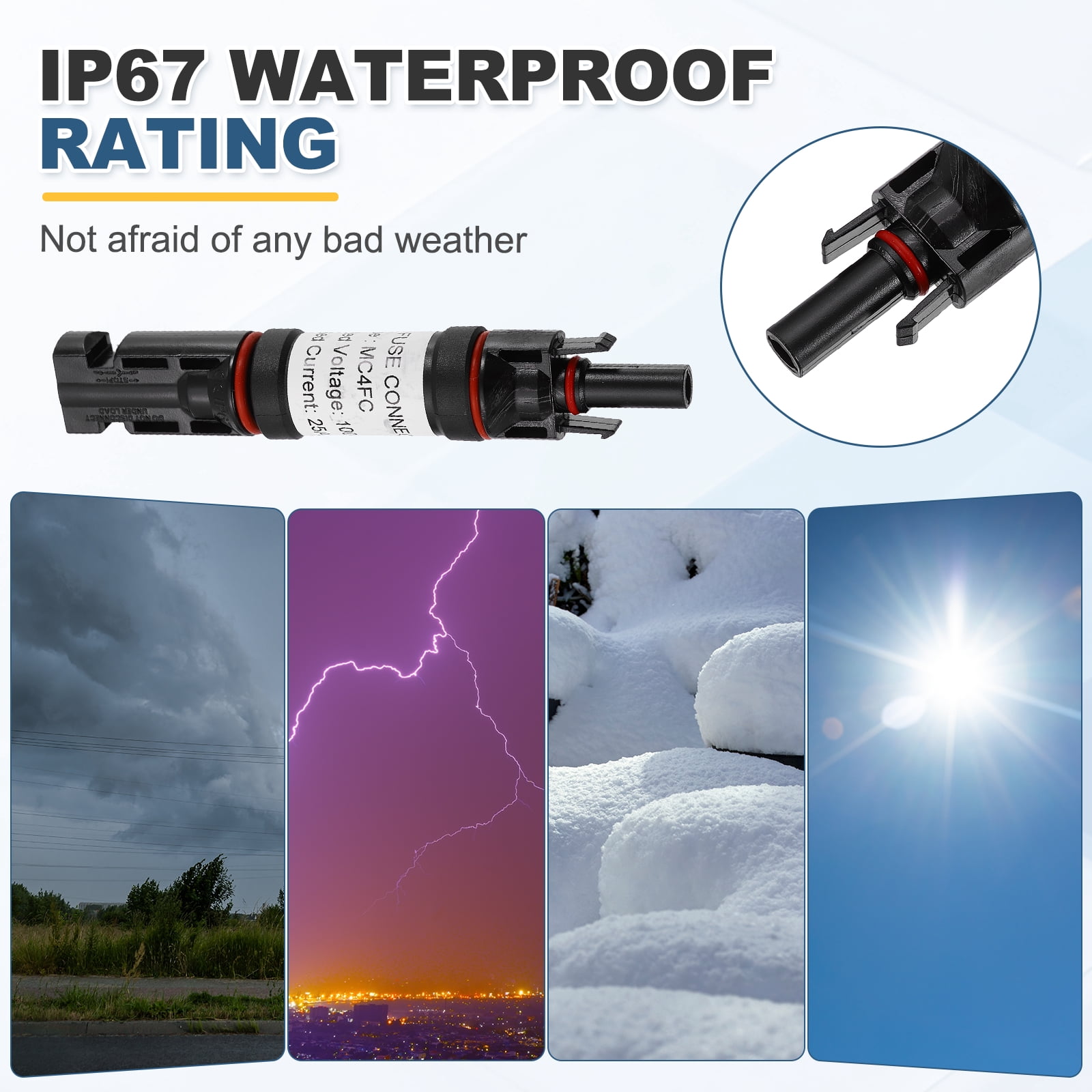 Uxcell 2Set 25A Solar Fuse Holder Inline, 1000V IP67 Waterproof Male and Female Connector with Fuse for Solar Photovoltaic System