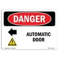 thumbnail image 1 of SignMission OS-DS-A-1218-L-2245 12 x 18 Po Signe de Danger OSHA - Porte Automatique Flèche Gauche, 1 of 1
