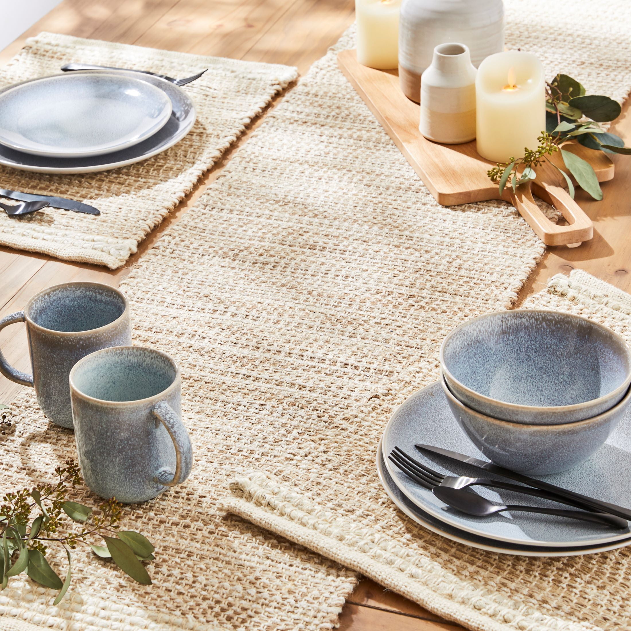 (1 pack) Better Homes & Gardens Natural & Ivory Jute 14" x 19" Placemat - 14" x 19"