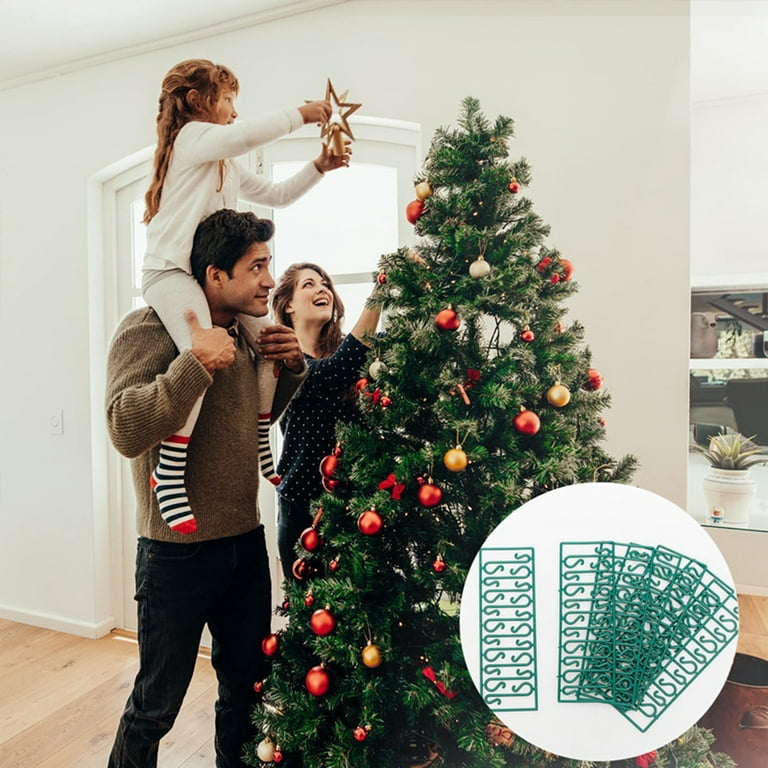 100Pcs Christmas Ornament Hooks Multi-purpose Decorative Mini S Shaped Xmas  Tree Decoration Hangers for Home Plastic Gre 