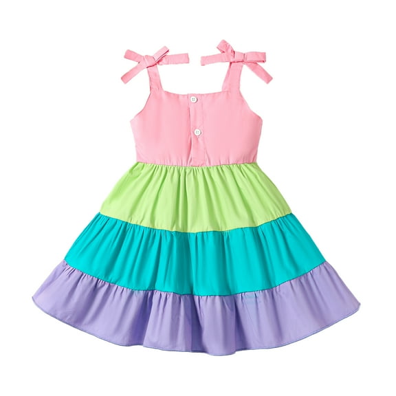18 Months Baby Girls Dress 24 Months Girls Sleeveless Dress Cute Bowknot Toddler Girls Summer Suspender Dress Pink