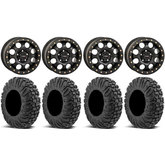 System 3 SB-7 15" Wheels Bk 6 1 32" MotoVator Tires Polaris RZR Turbo R & Pro R Ranger 1500 Xpedition