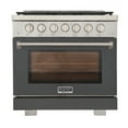 thumbnail image 2 of Professional 36-in Natural Gas Range Oven in Cement Gray w/ True Simmer Burners, 2 of 14