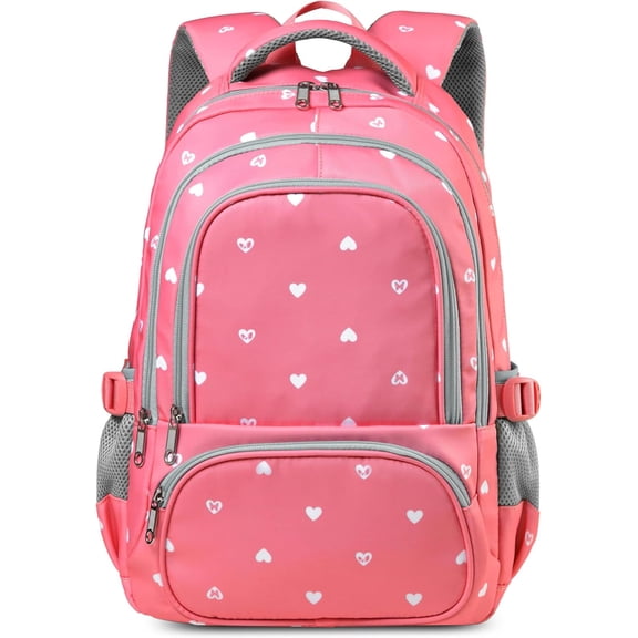 Lvelia School Backpacks for Girls, Large Capacity Waterproof School Bag for Kids Teens,Cute Lightweight Breathable Student Bookbags Gifts,Pink