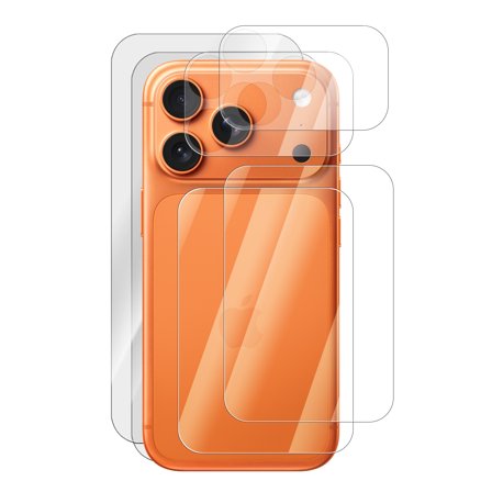 ELEHOLD 3-in-1 Screen/Back/Camera Protector for iPhone 17 Pro, 2x Front Protector   2x Back Protector  2x Matter Lens Cover,Clear