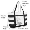 thumbnail image 4 of DALIX Striped Beach Bag Tote Bags Handbag Personalized Black Ballent Letter B, 4 of 8