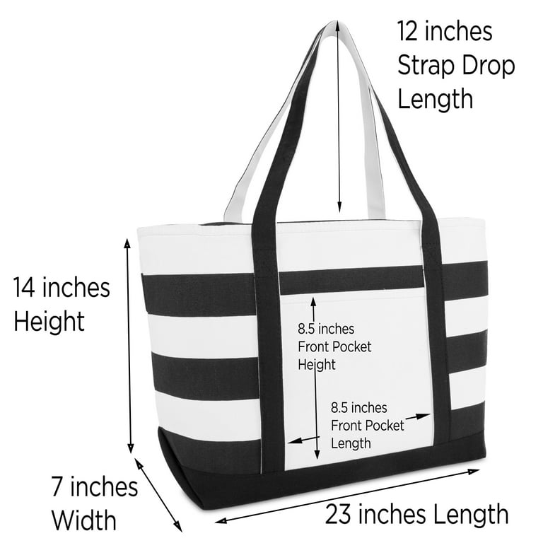 Personalized Heavy 24 oz Medium Boat Tote Bag Black