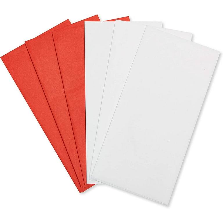 Red and White Tissue Paper Bulk Pack, 125 Sheets for Gift Wrapping,  Decoration, and Crafts 