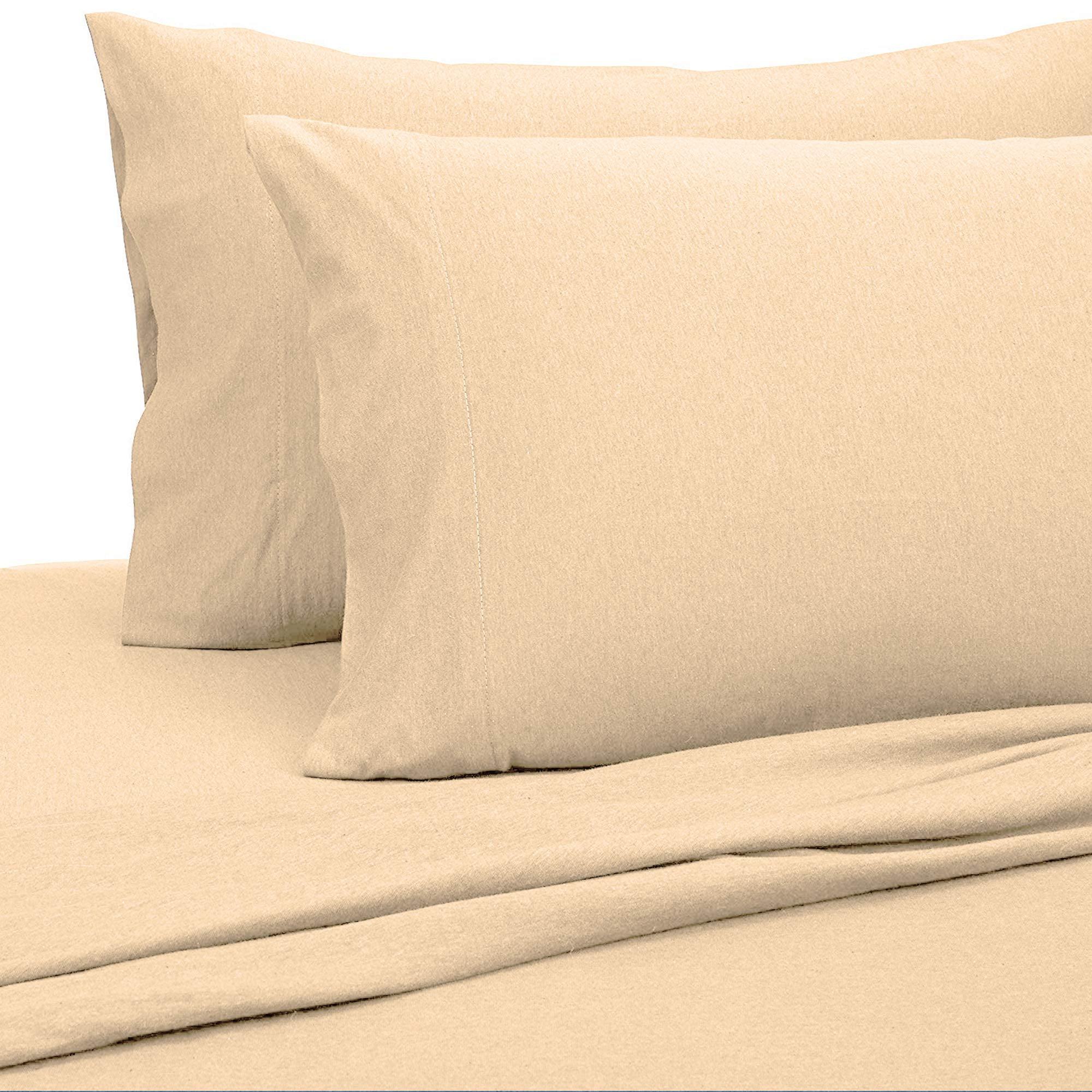 Jersey Sheets King [4Piece, Beige] Cotton Bed Sheets Extra Soft