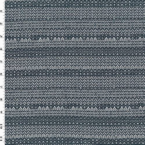 Navy Blue/White Jacquard Knit, Fabric By the Yard