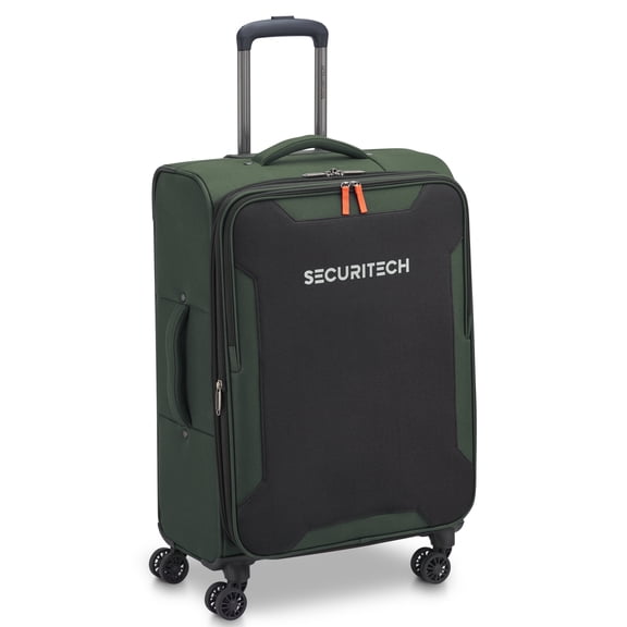 Securitech by Delsey, Rugged Softside 24" Checked Expandable Spinner Luggage, Green