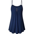 thumbnail image 1 of Camisola informal de verano con escote en V y tirantes finos plisados para mujer, 1 of 6