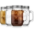 thumbnail image 6 of Glaver's Mason Jar 16 Oz. Glass Mugs with Handle and Lid Set Of 4 - Home & Beyond - Old Fashioned Drinking Glass Bottles Original Mason Jar Pint Sized Cup Set., 6 of 16