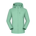thumbnail image 7 of Crgrtght Women Hooded Zip Long Sleeve Solid Casual Travel Jacket Coat Waterproof Hiking Jacket Windproof Outdoor Slim Lightweight Rain Jacket, Mint Green L, 7 of 7