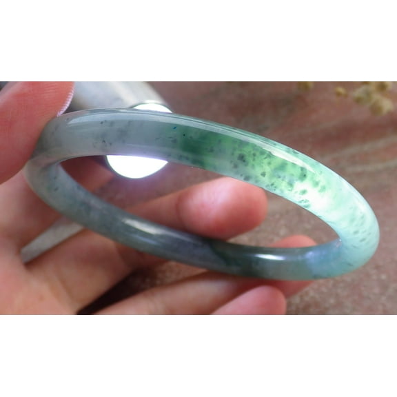 Certified Icy Green Burma 100% Natural A JADE Jadeite Circle Bangle Bracelet 59 mm 675532 TN