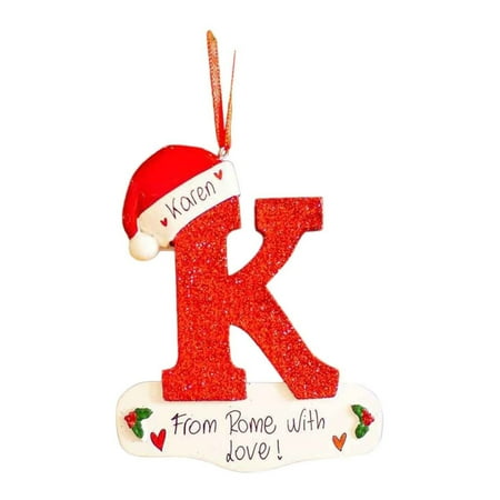 

Pnellth Personalized Letter Pendant with Bead Lanyard Acrylic Xmas Shiny A-Z Hanging Ornament Party Supplies