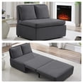 thumbnail image 1 of Mjkone Canapé-Lit Convertible Format Simple, Canapé-Lit Moderne en Lin Extensible, Canapé-Lit Réversible avec Coussins et Oreillers Décoratifs pour Petit Espace/appartement/salon/bureau/studio (Gris Foncé), 1 of 6