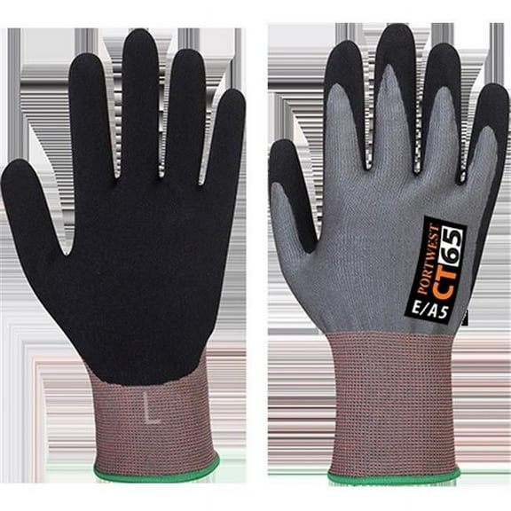 Portwest CT65 Cut Resistant D18 Nitrile Work Glove Gray/Black, Medium
