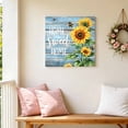 thumbnail image 5 of Canvas Wall Art Sweet Home Canvas Art Print Sunflower Vintage Rustic Lake Blue Stripe Wood Board Pictures Wall Decor for Living Room Bedroom Artwork Decorations Stretched Framed Ready to Hang 8"x8", 5 of 9