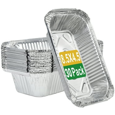 Treamon Aluminum Foil Pans, 30 Count, Large 8.5" x 4.5" Disposable Foil  Cake and Cooking Pans
