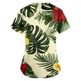 thumbnail image 3 of SAATLERI Hawaiian Scrubs for Women Cute Graphic Print Nurse Uniforms Short Sleeve V Neck Stretchy Scrub Shirts for Women, 3 of 4
