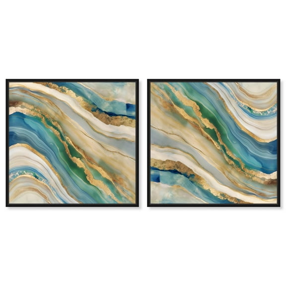 Art Remedy Geode Art Canvas, 12" x 12", Black Frame, Cedar Swell II Set