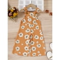 thumbnail image 3 of Bagilaanoe Newborn Baby Girl Jumpsuit Sleeveless Flower/Sun Print Romper Overalls 12M 18M 24M 3T 4T 5T Kids Suspender Long Pants One-Piece Outfits, 3 of 7