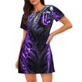 thumbnail image 1 of Fotbe Purple Plant White Tiger Bata de Dormir para Mujer con Estampado, Camisón de Algodón de Manga Corta, Ropa de Dormir Casual, 1 of 6